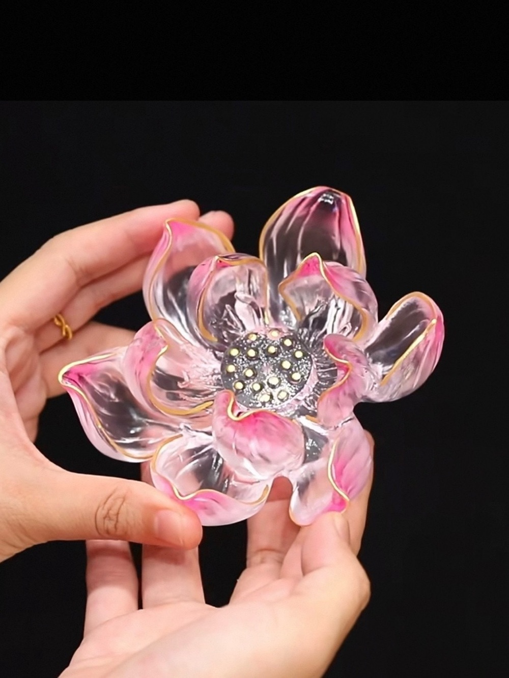 Lotus Incense Holder Candle Holder Colored Glass Decoration